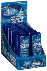 Aura Clip'n'go Sugar Free Peppermint Gum, 0.46-Ounce Units (Pack of 12)