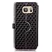 S7 Edge Case, Galaxy S7 Edge Case, ArtMine Quilted Plain Color Window View Function PU Leather Flip Folio Book Style Card Slots Kickstand Wallet Phone Case for Samsung Galaxy S7 Edge Black