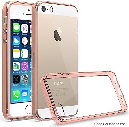 iPhone 5S Case | iPhone SE Case | GearDawn | Acrylic + TPU | Ultra-Slim Protective Light-Weight Case With Shock-Absorption Bumper and Anti-Scratch Crystal Clear Back, For iPhone 5S/SE (Crystal Pink)