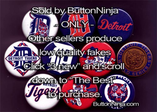 Set of 10 Detroit Tigers Pins 1.25