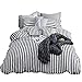 CLOTHKNOW Stripe Full/Queen Duvet Cover Sets White and Black Ticking Bedding Sets for Boys Girls 100 Cotton 3 Pieces Reversible - 1 Duvet Cover with Zipper Closure 2 Envelope Pillowcases Standard