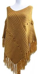 Handmade Acrylic Poncho - True Caramel (Medium/large)