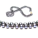 Double Strand 17-18 Inch 6-7mm Black Freshwater Cultured Pearl Necklace