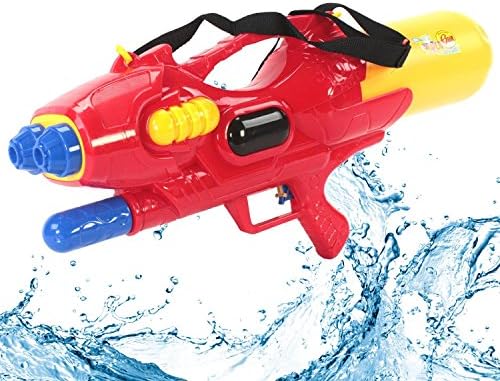 KiiSports® Water Cannon Blaster Super Large Soaker - Twin Turbo Water Jets, Super Summer Fun! Hand Pumped, Double Nozzle Shooter, Long Range Shooting + Warranty (Red)