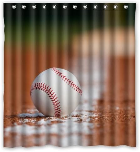 Window Curtain(One Piece) for Living Room/Bedroom/Patio Door/Bathroom,Home Decor Creative Home Ideas Ball Baseball At White Line Sport Ball Fabric 52"x 84"