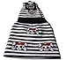Black and White Striped Skull N Crossbones Red Ribbon Beanie/gloves Set