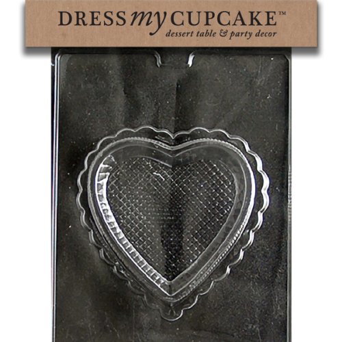 Dress My Cupcake DMCV149BSET Chocolate Candy Mold, Pretty Heart Pour Box Bottom, Set of 6