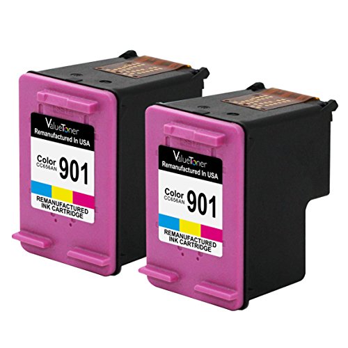 Valuetoner Remanufactured Ink Cartridge Replacement For Hewlett Packard HP 901 High Yield CZ076FN CC656AN (2 Tri-Color) 2 Pack Compatible With Officejet 4500 G510a 4500 G510g 4500 G510n J4500 J4524 J4540 J4550 J4580 J4624 J4640 J4660 J4680 J4680c Printer