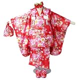 うさぎの被布　着物　６点セット　赤　鈴