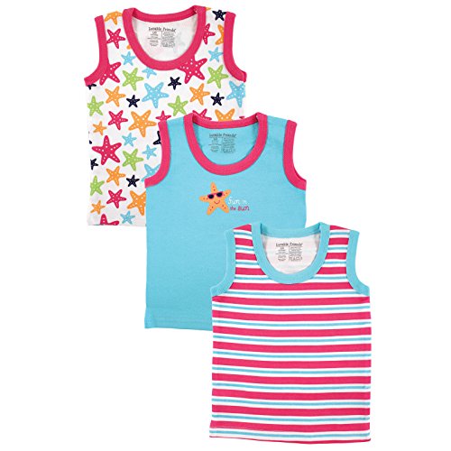 Luvable Friends Sleeveless Tops 3 Pack, Starfish, 6-9 Months