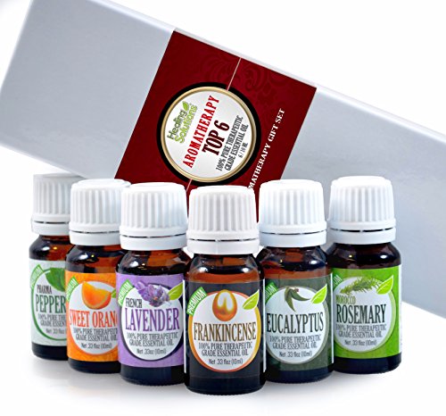 Aromatherapy Top 6 - 100% Pure Therapeutic Grade Basic Sampler Essential Oil Gift Set- 6/10 ml Kit