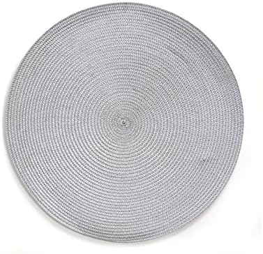 Gray Round Placemats Plastic Wipe Off Set of 4 Table Mats Reversible 15"