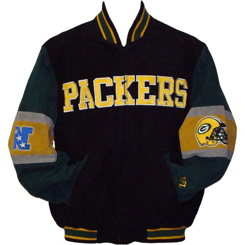 Green Bay Packers Mens Suede Jacket, Large