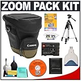 Canon Zoom Pack 1000 Holster Case + NB-2LH Battery + Tripod + Accessory Kit ....