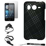 Black Smooth with Silver Plaid Design Cover / 2 Piece Snap On Crystal Prote ....
