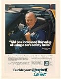 1986 Chuck Yeager Photo GM General Motors Seat Belt Print Ad (19508)