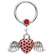 14 Gauge Red Gem Winged Heart Dangle Captive Ring