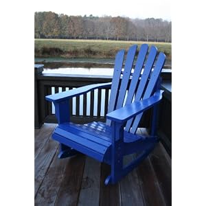 BLUE PAINTED CEDAR ADIRONDACK ROCKER by