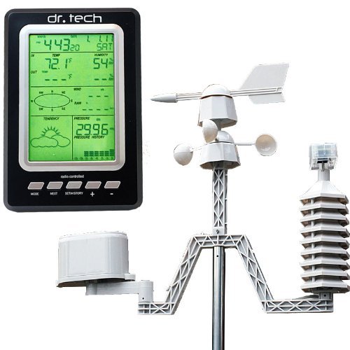dr Tech WA 1070T Wireless Solar Weather Station with Barometer Rain