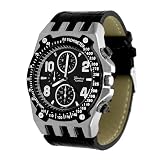 Geneva Platinum Men's Colored Stitch Leather Watch