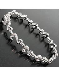 0.10 Ct Sterling Silver Genuine Diamond Tennis Bracelet 7 Inch