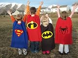 Set 2 Reversible Capes Superman, Incredibles and Batman, Spiderman comes with 2 masks