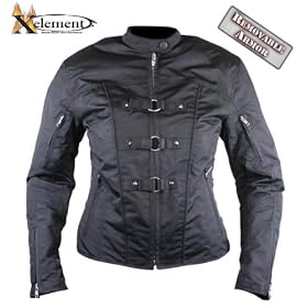 Women's Removable Armor Negroid Cordura Motorcycle Jacket by Xelement - Size : XL