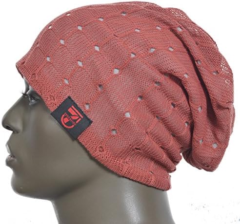 Z&amp;s Men Slouch Hollow Beanie Thin Summer Cap Skullcap B018h (W07-Rust)