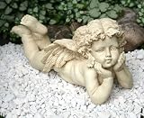 Eigenschaften   / Liegender Engel mit Blume ENGELFIGUR SKULPTUR STATUE