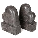 Creative Home Heart Shape Charcoal Marble Bookends Set
