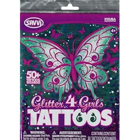Glitter4Girls Girls Temporary Tattoos - 50+ assorted glitter tattoos