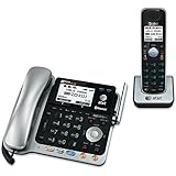 AT&T TL86109 DECT 6.0 2-Line Expandable Corded/Cordless Phone with Bluetooth Connect to Cell, Answering System and Base Speakerphone, 1 Corded Handset and 1 Cordless Handset, Silver/Black