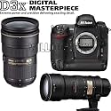 Nikon D3x (25442) 24.5MP FX-Format Digital SLR (Body Only) + Nikon 24-70mm f/2.8G ED-IF AF-S Wide Angle-Telephoto Zoom Nikkor Lens (2164) + Nikon 70-200mm f/2.8G AF-S VR Zoom-Nikkor ED-IF Lens w/ Hood (2139) Willoughbys Extreme Power & Precision Bundle