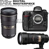 Nikon D3x (25442) 24.5MP FX-Format Digital SLR (Body Only) + Nikon 24-70mm f/2.8G ED-IF AF-S Wide Angle-Telephoto Zoom Nikkor Lens (2164) + Nikon 70-200mm f/2.8G AF-S VR Zoom-Nikkor ED-IF Lens w/ Hood (2139) Willoughbys Extreme Power & Precision Bundle