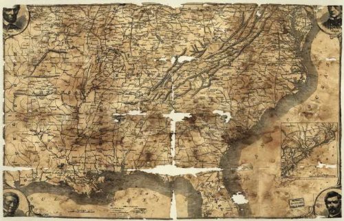 Map of the southern states, including rail roads, county towns, state capitals, county roads, the southern coast Delaware to Texas, showing the harbors, inlets, forts and position of blockading ships Prepared for Harper's weekly, November 1861 (Civil War Map Reprint: 36
