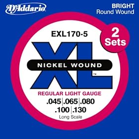D'Addario EXL170-5TP Regular XL 45-130 , 5-String Bass Strings Long Scale, 2 Sets