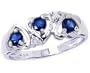 14K White Gold Openwork Heart Trio Gemstone and Diamond Ring-Blue Sapphire, size7.5