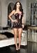 Sexy Strapless Lace Keyhole Chemise With Contrast Scalloped Trim (Black/Neon Pink;One Size)
