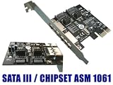 PCIE to SATA III and eSATA CONTROLLER CARD - 2 + 2 PORTS - PCI EXPRESS 1x - CHIPSET SATA 3.0 : ASM1061