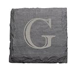 JK Adams Set of Four 4-Inch Square Monogrammed Slate Coasters, G