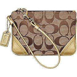 Coach Hamptons Signature Wristlet Case Bag 6F08 Camel
