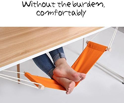 CCrystal Canvas Foot Rest Desk Hammock - Put Your Foot up on the Hammock Under the Desk Comfortable for Your Foot - Mini office foot Rest Stand Desk Feet Hammock Orange