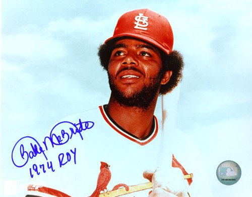 Bake Mcbride St. Louis Cardinals Autographed 8x10 Photograph with 74 NL ROY Inscription