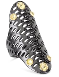 House of Harlow 1960 Gunmetal Geometric Jet Pave Ring