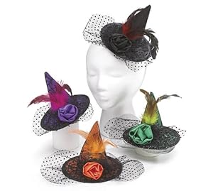 Mini Size Witches Hat with Clip for Hair at Halloween (Set of 4)