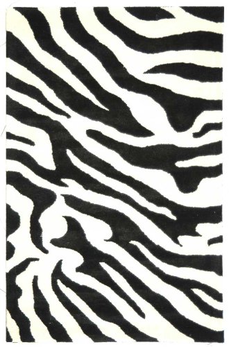Safavieh Soho SOH717A Black and White Zebra Print 3' 6 x 5' 6 Handmade Area Rug