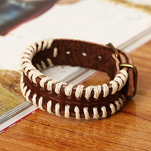 Nice Buckeye Handmade "S " Woven Thru Leather Braided Adjustable Length Leather Bracelet