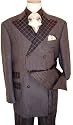 Steve Harvey "Code Red" Brown/Cream Windowpane Pinstripes Super 120's Wool Vested Wideleg Suit By Zanetti