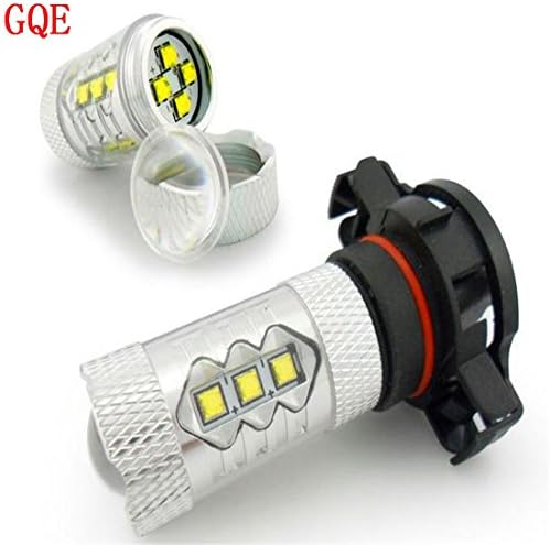 GQE H16 80W Cree Led Light Lamp Bulb Fog Head Vehicles Driving Signal Tail Parking Light PS24W 5201 12V(White,Pack of 2)