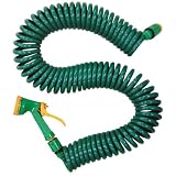 15M / 50' COIL GARDEN HOSE/TAP CONNECTOR & SRAY GUN NEW 